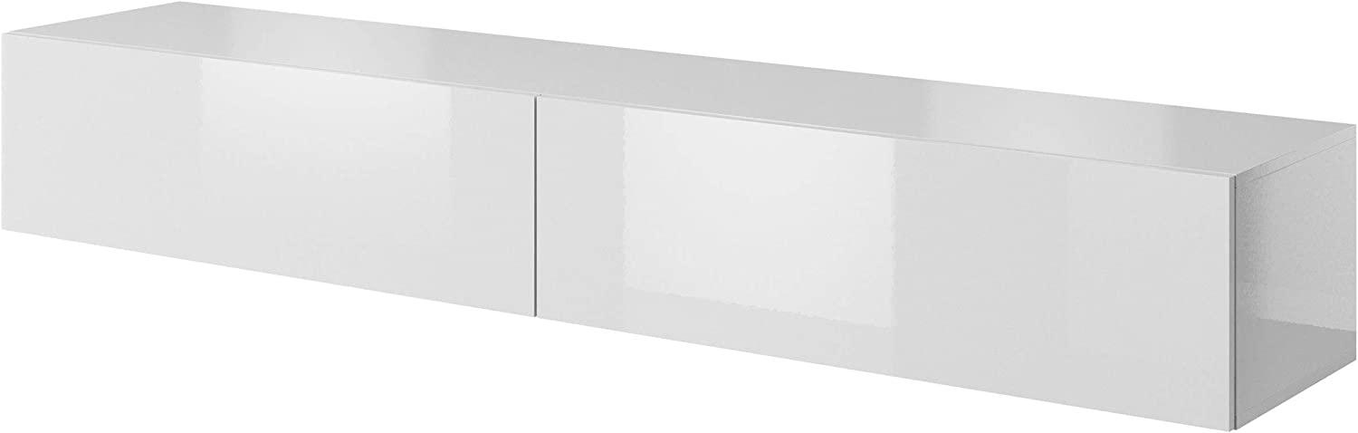 TV-Lowboard Slide 200, Farbe: Weiß / Weiß Hochglanz Bild 1