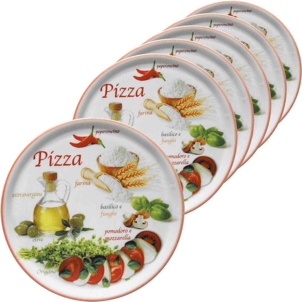 4er Set Pizzateller Napoli Red Ø 32 cm Servier-Platte XL-Teller Porzellan Bild 1