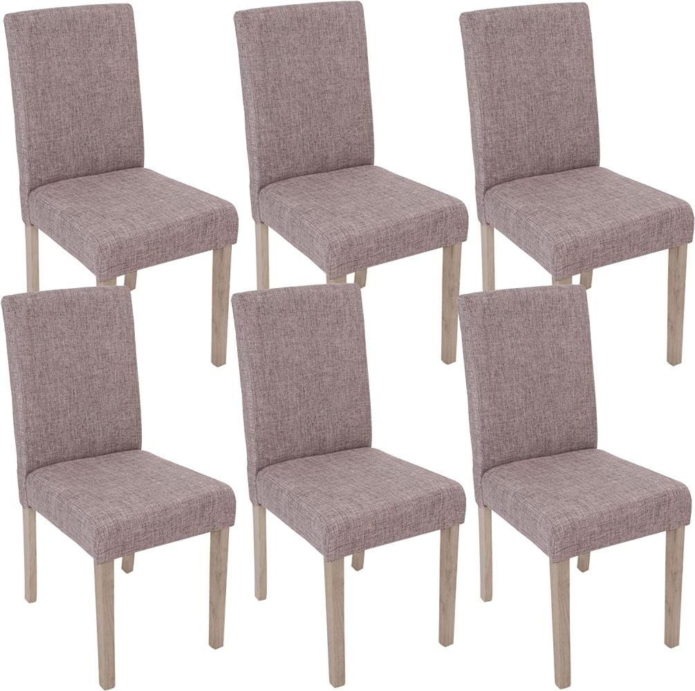 6er-Set Esszimmerstuhl Littau, Stuhl Küchenstuhl ~ Textil, grau, Beine Struktur - Eiche Bild 1