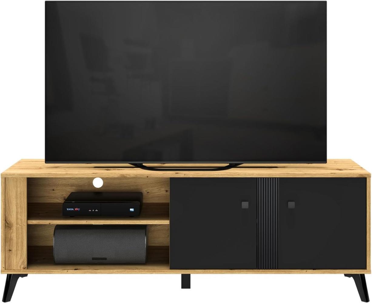 Lowboard Elizabeth TV-Board 155cm eiche artisan / schwarz matt / schwarz hg Bild 1