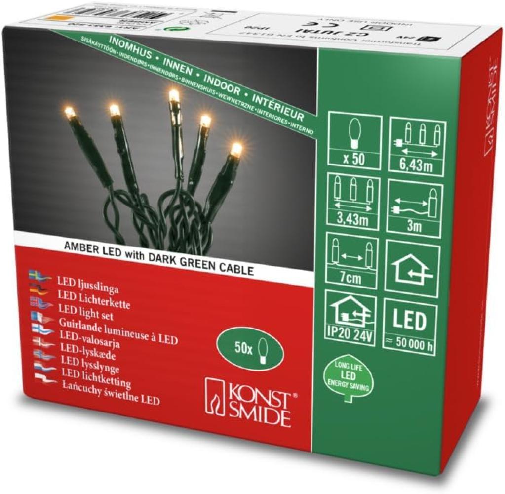 Micro LED Lichterkette - 50 bernsteinfarbene LED - L: 3,43m - grünes Kabel - innen Bild 1