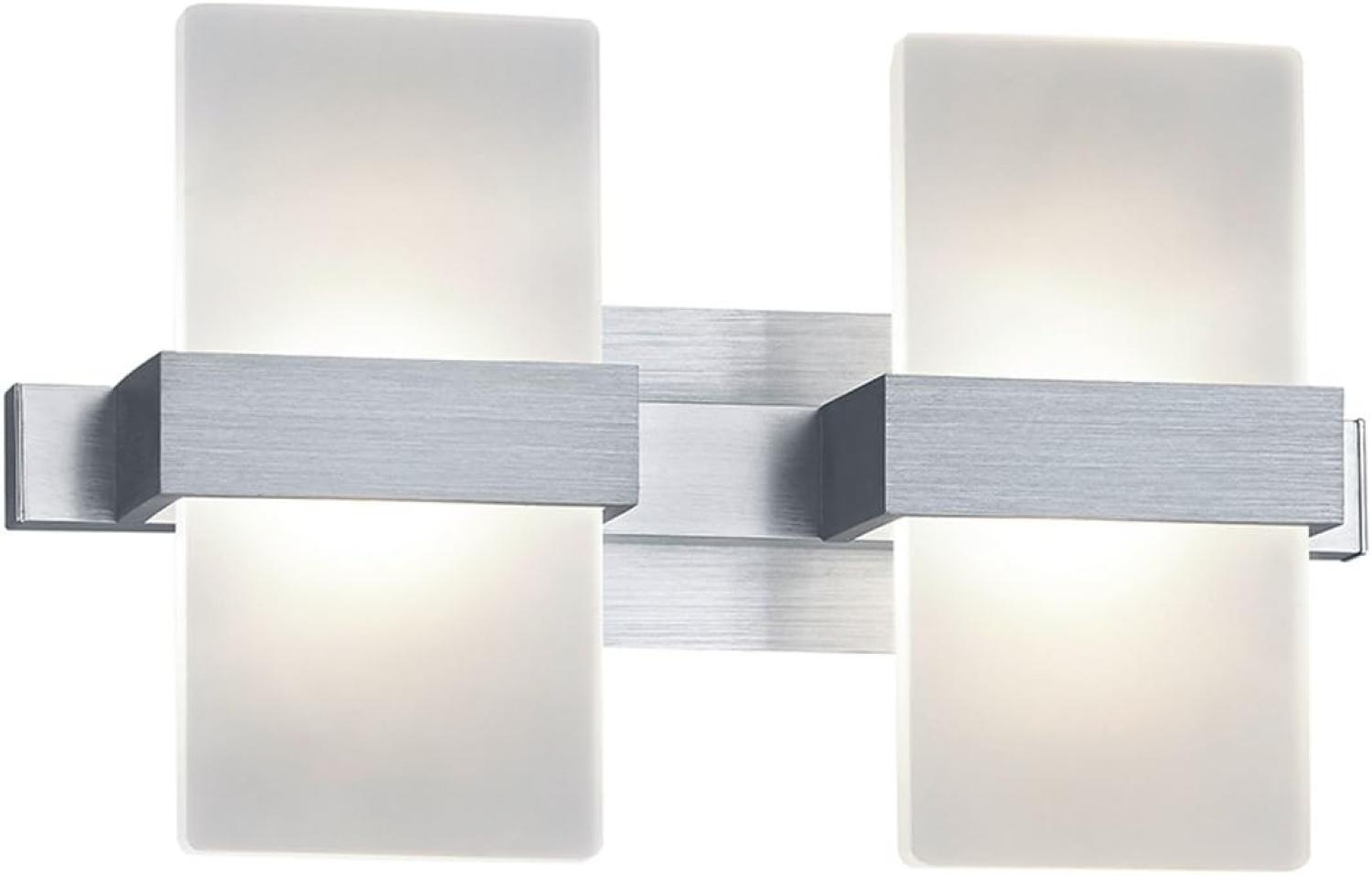 Edle LED Wandleuchte PLATON, Aluminium gebürstet, Acryl weiß, 30 x 18 cm Bild 1