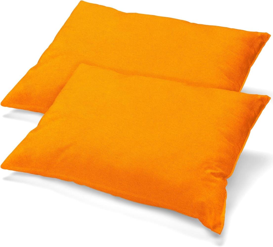 aqua-textil Classic Line Kissenbezug 2er-Set 40 x 80 cm orange Baumwolle Kissen Bezug Reißverschluss Jersey Kissenhülle Bild 1