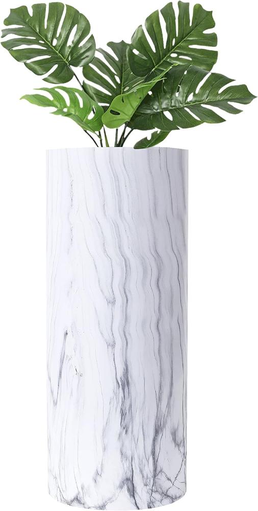 wuuhoo® Pflanzkübel Lily in weißer Marmoroptik - wetterfeste Bodenvase aus Fiberglas, Blumenkübel wetterfest für Innen & Außen mit Pflanzeinsatz, Pflanzentopf - 120 cm Bild 1