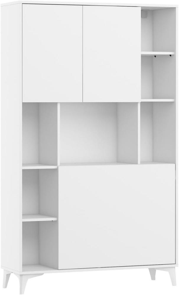 Domando Sekretär Comiso M2 Modern Breite 105cm, ausklappbare Schreibtischplatte, praktische Staufächer in Weiß Matt Bild 1