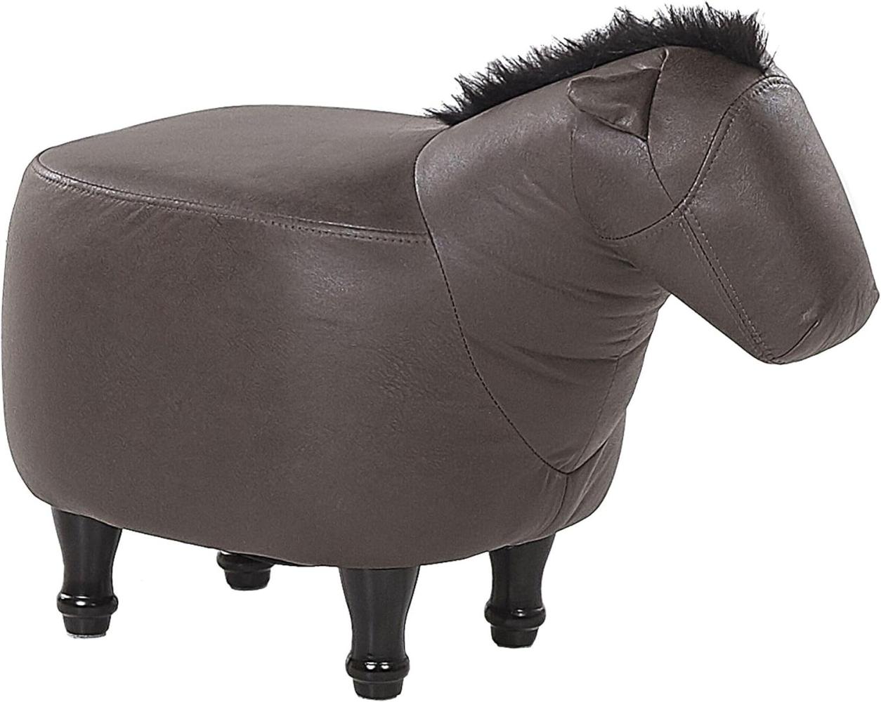 Beliani Pouf animal dark brown eco leather HORSE Bild 1