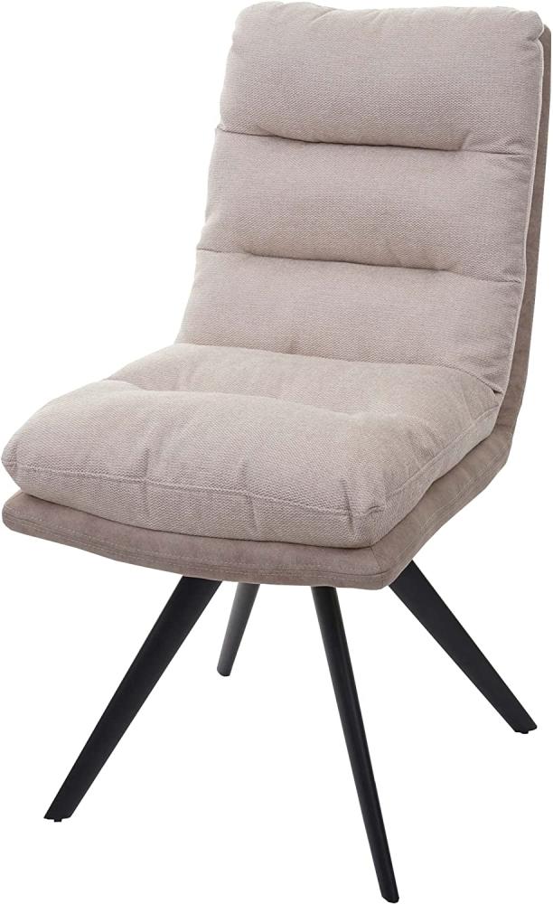 Esszimmerstuhl HWC-G66, Küchenstuhl Stuhl, drehbar Auto-Position Stoff/Textil ~ creme Bild 1