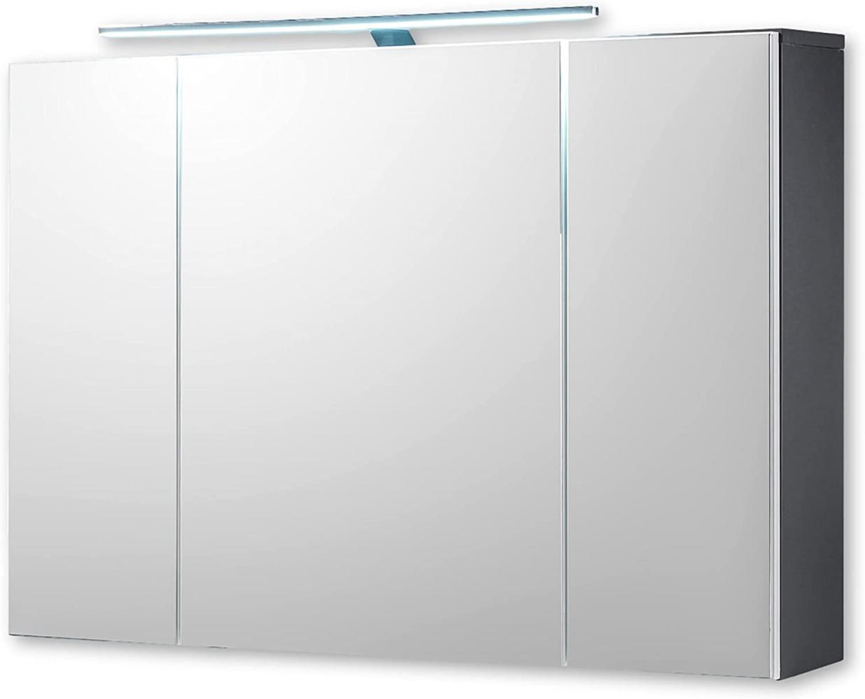 Spiegelschrank MELISSA in Grau mit LED Beleuchtung für Bad Bild 1