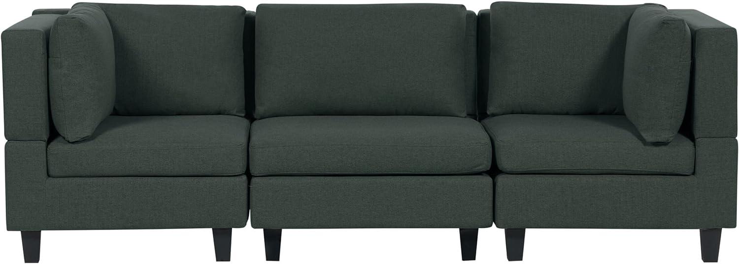 3-Sitzer Sofa Leinenoptik dunkelgrün UNSTAD Bild 1