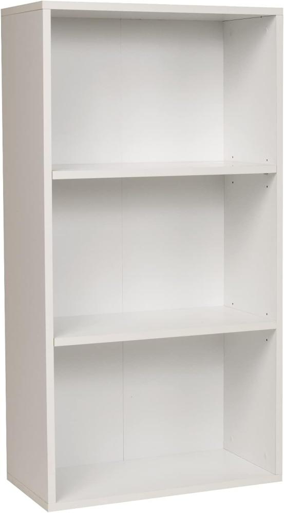 furni24 Bücherregal mit 3 Fächern, Holzregal, Würfelregal, Aufbewahrungsregal, weiß, 30x24x80h Bild 1