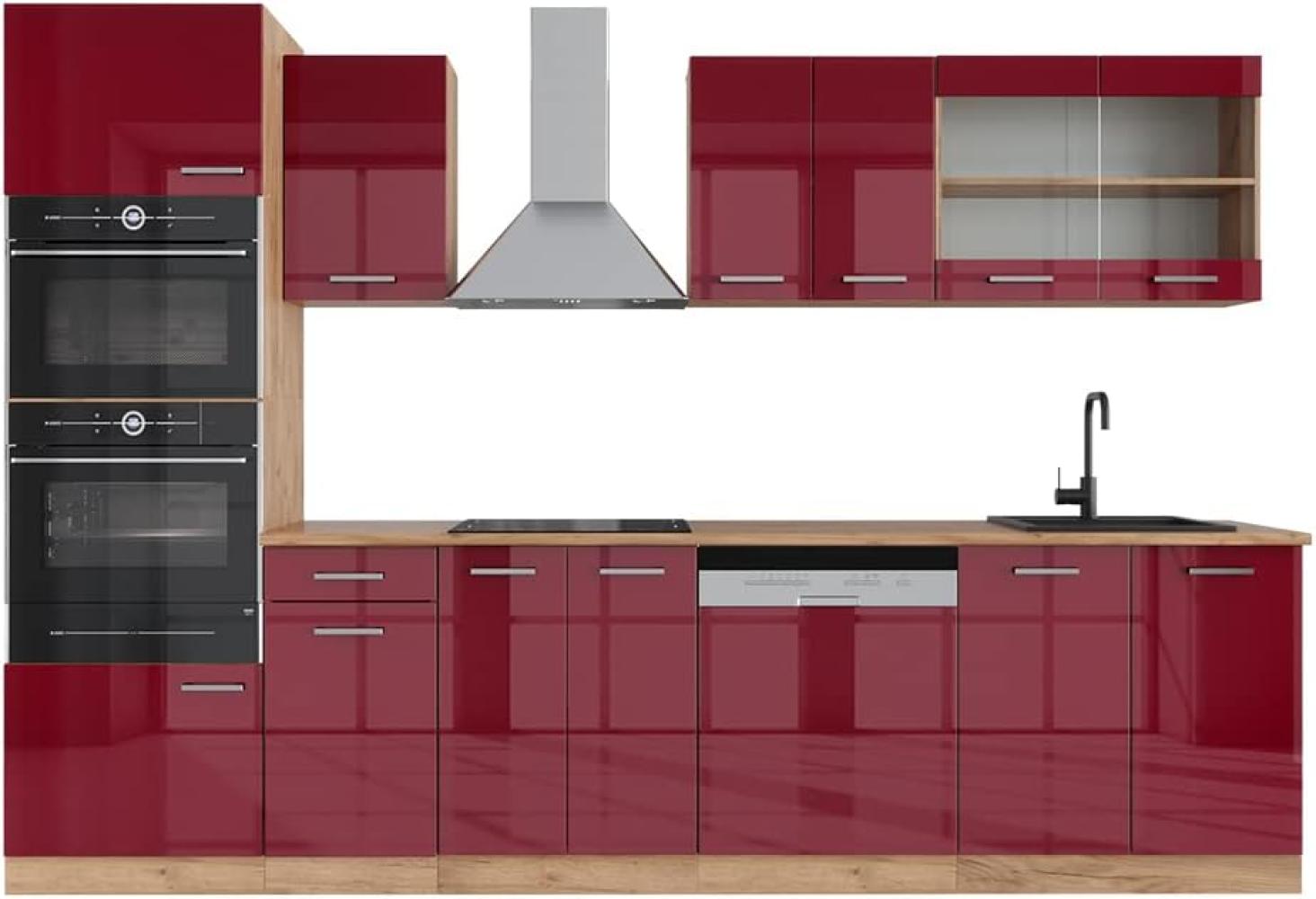 Vicco Küchenzeile Küchenblock Einbauküche R-Line 300 cm Mikrowellenumbauschrank Eiche Bild 1