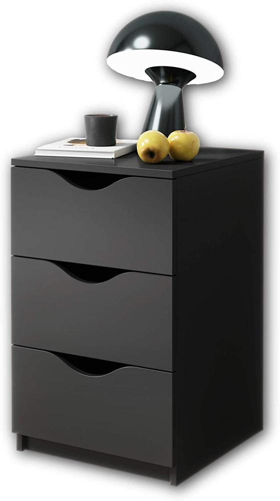 LUKI Nachttisch mit drei Schubladen in Graphit - Moderner Nachtschrank mit Stauraum für Ihr Boxspringbett - 40 x 64 x 42 cm (B/H/T) Bild 1