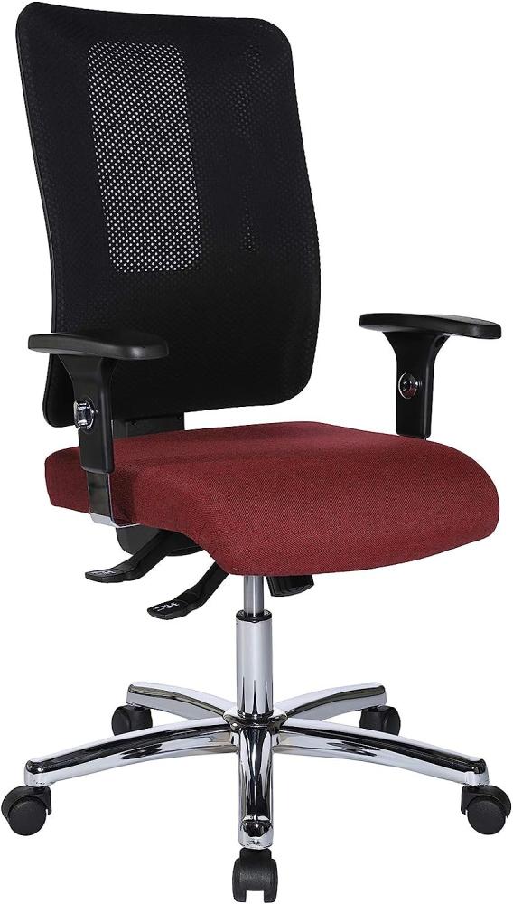 Topstar Open X (N) Chrom, ergonomischer Bürostuhl, Schreibtischstuhl, Stoffbezug, bordeaux/schwarz Bild 1