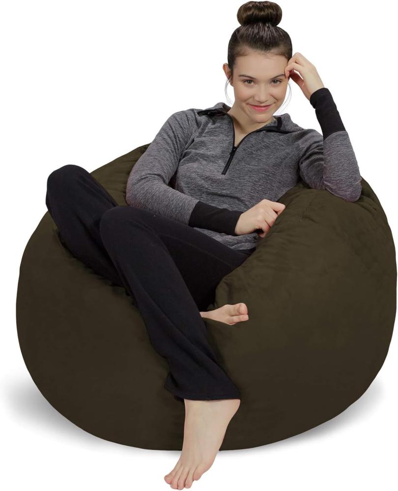 Sofa Sack L-Das Neue Komforterlebnis Sitzsack mit Memory Schaumstoff Füllung-Perfekt zum Relaxen im Wohnzimmer oder Kinderzimmer-Samtig weicher Velour Bezug in Talismangrün Bild 1