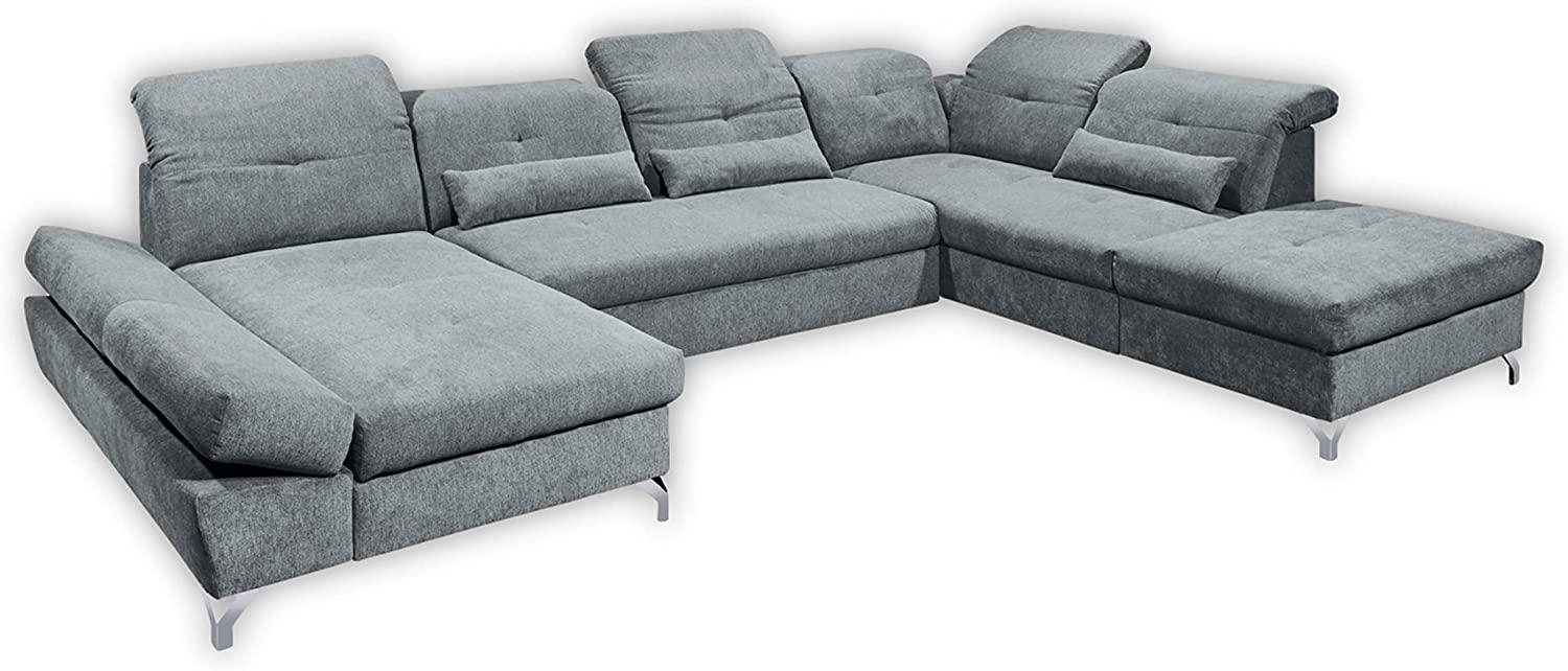 Couch MELFI R Sofa Schlafcouch Wohnlandschaft U-Form Schlaffunktion grau dunkel Bild 1