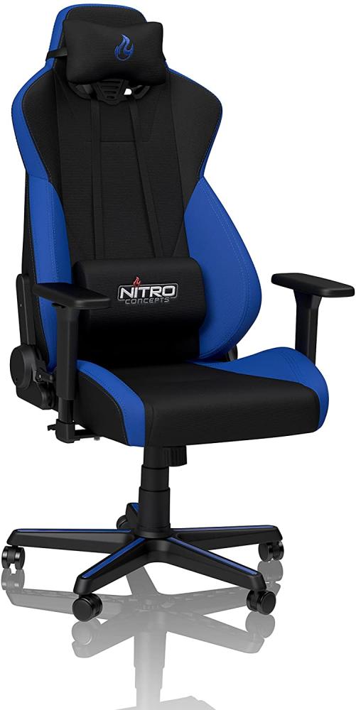 NITRO CONCEPTS S300 Gamingstuhl - Ergonomischer Bürostuhl Schreibtischstuhl Chefsessel Bürostuhl Pc Stuhl Gaming Sessel Stoffbezug Belastbarkeit 135 Kilogramm - Galactic Blue (Blau) Bild 1