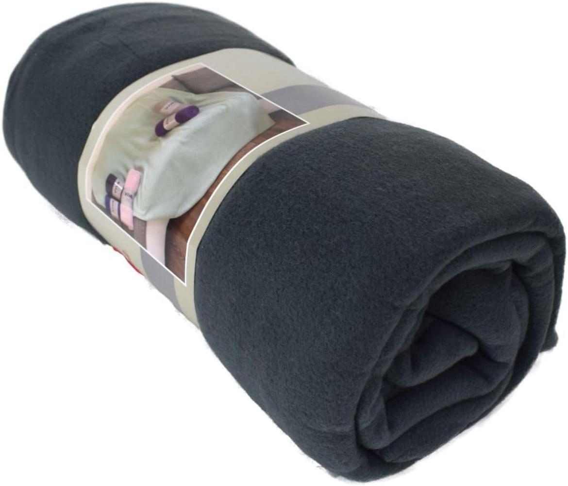 Fleecedecke Polarfleece versch. Unifarben 130x170cm Wohndecke Schlafdecke Decke anthrazit Bild 1