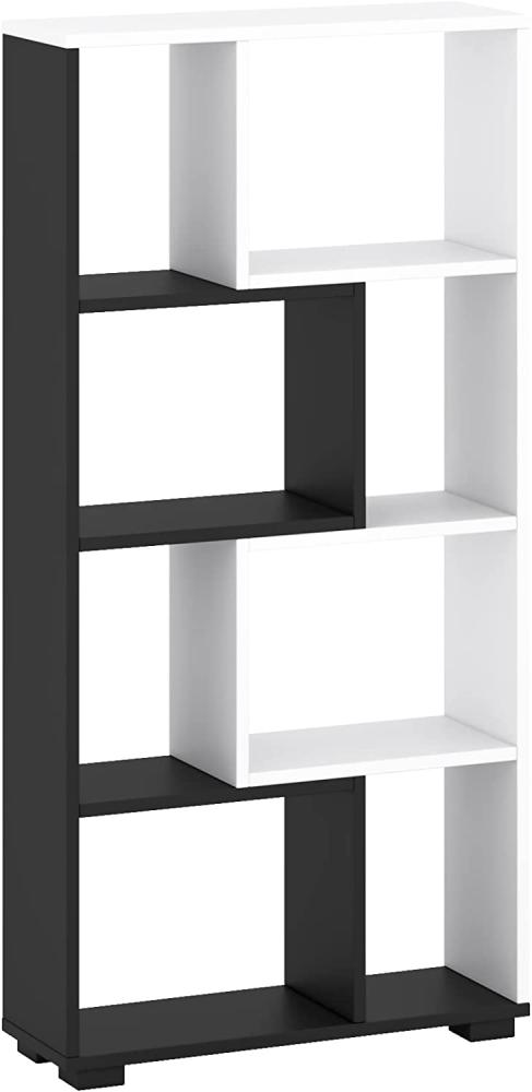 Domando Bücherregal Venosa Modern für Wohnzimmer Breite 60cm, besondere Facheinteilung in Weiß Matt und Schwarz Matt Bild 1