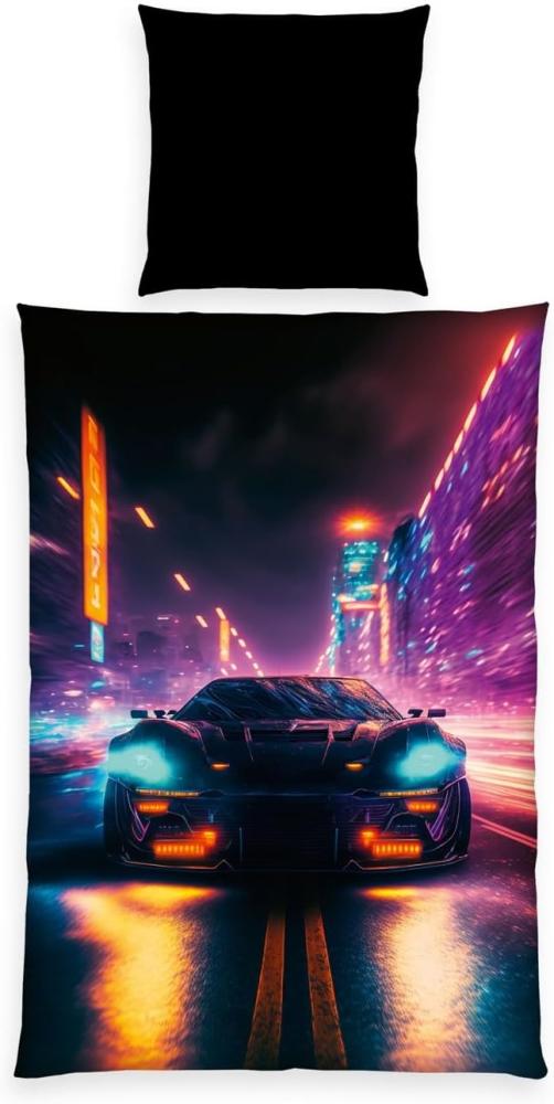 Herding „NEON CAR" - Bettwäsche mit Wendemotiv, 100% Polyester, 135 x 200 cm + 80 x 80 cm Bild 1