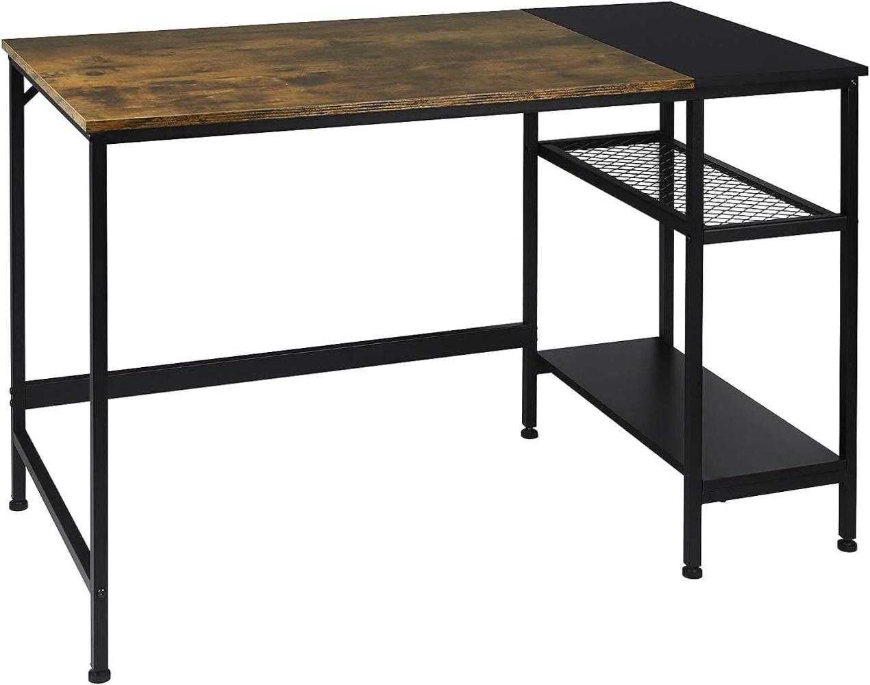 Schreibtisch mit 2 Ablagen aus MDF und Stahl schwarz vintage Bild 1