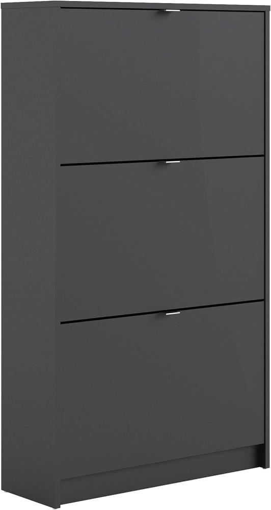 Schuhschrank mit drei Türen mit doppelter Tiefe, Farbe schwarz, 70,3 x 123,6 x 24,05 cm Bild 1