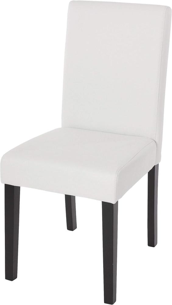 Esszimmerstuhl Littau, Küchenstuhl Stuhl, Kunstleder ~ weiß matt, dunkle Beine Bild 1