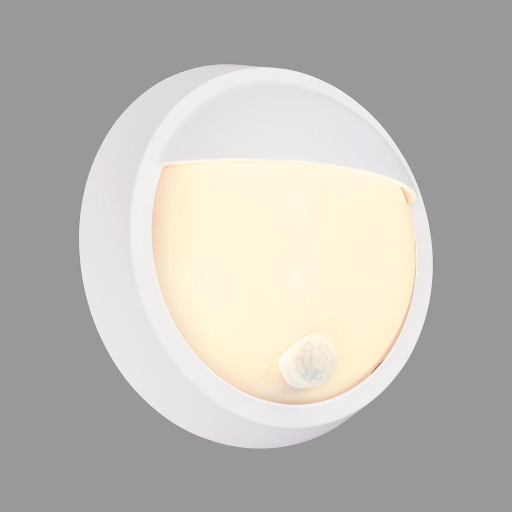 BRILONER - LED Wandlampe Akku mit Bewegungsmelder, Dämmerungssensor, 20 sek. Timer, Aussenlampe, Wandleuchte aussen, LED Strahler außen, Außenleuchte, Außenwandleuchten, 17x7 cm, Weiß Bild 1