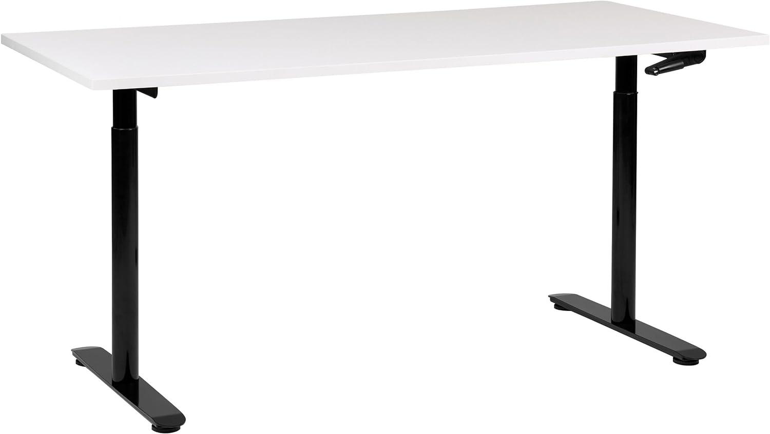 Schreibtisch weiß schwarz 160 x 72 cm manuell höhenverstellbar DESTINAS Bild 1
