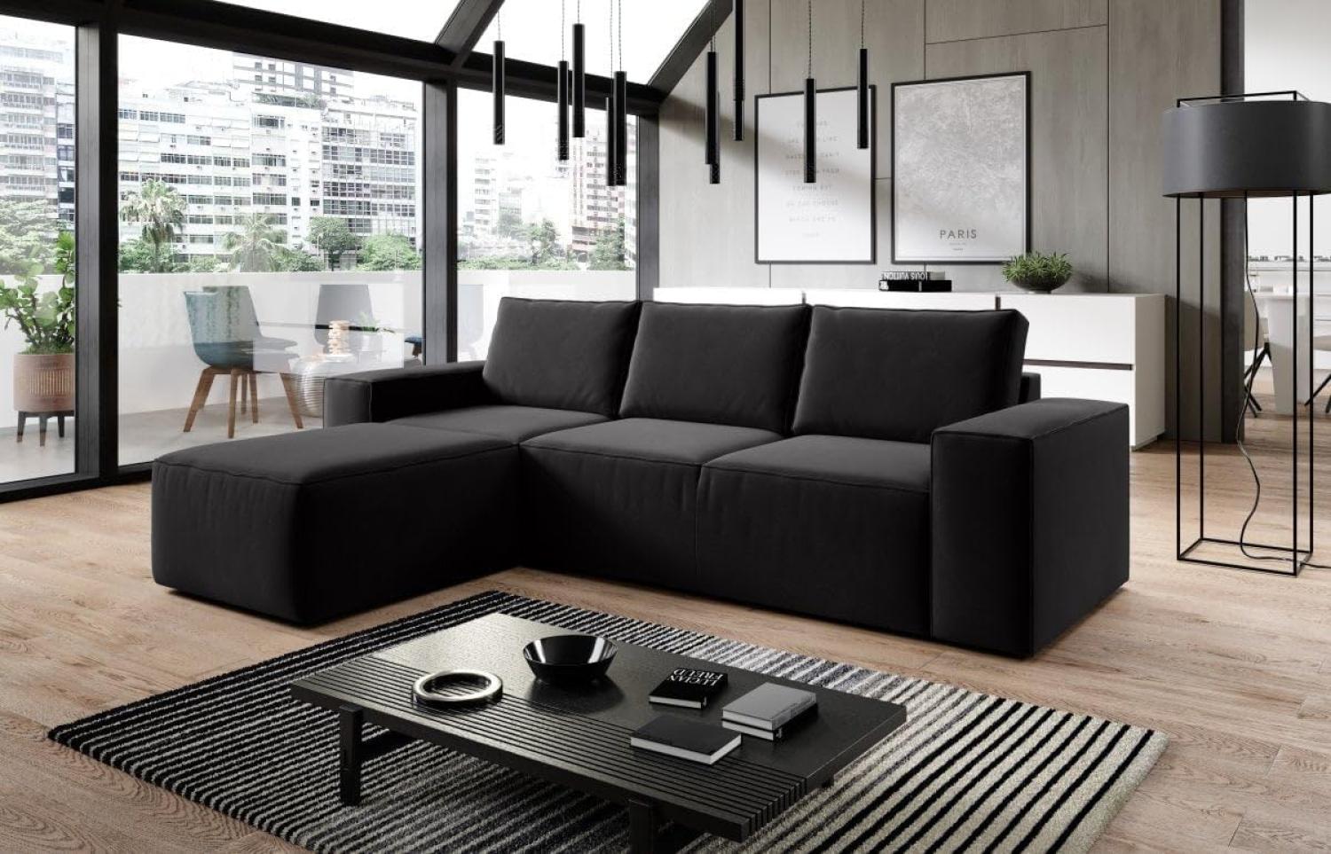 Designer Sofa Solaris mit Schlaffunktion und Stauraum Schwarz Links Bild 1