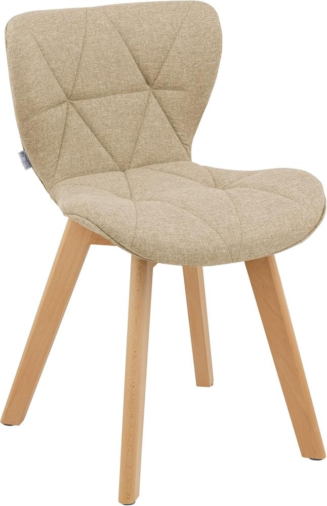 Baroni Home ESS- und Bürostuhl mit Holzbeinen, ergonomischer Polsterstuhl für ESS- und Schlafzimmer, Küchenstuhl mit Kissen und Rückenlehne, Sitzfläche aus Polsterstoff, 42x42x74 cm, 1 Stück, Beige Bild 1