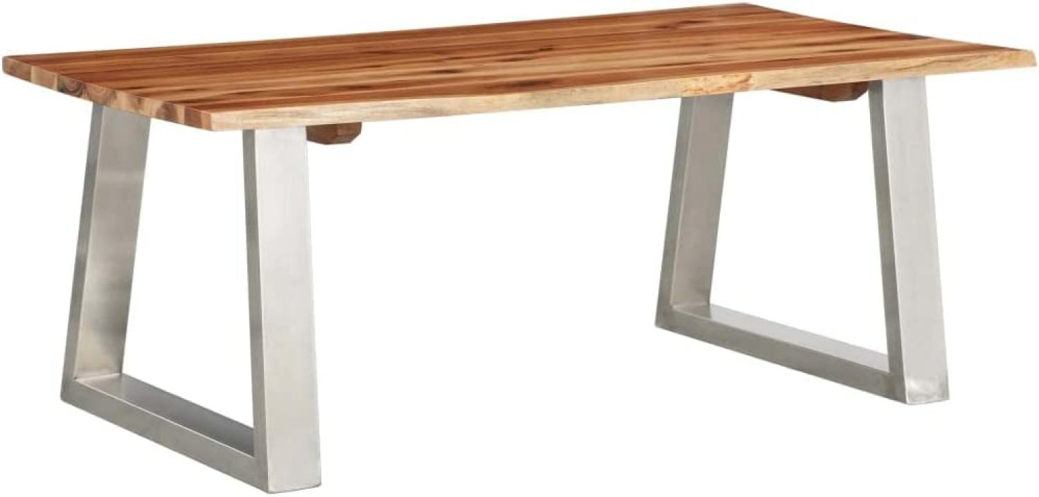 vidaXL Couchtisch 100×60×40 cm Akazie Massivholz und Edelstahl Bild 1