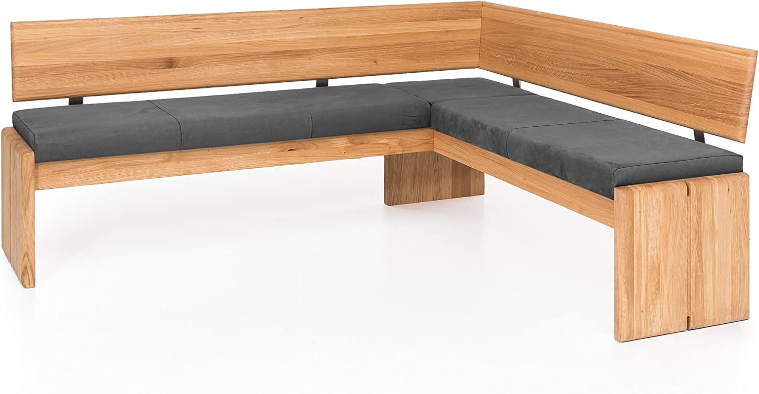 Möbel-Eins SCOTT Eckbank mit Truhe, Material Massivholz/Bezug Kunstleder Kernbuche 224 x 167 cm grau Bild 1