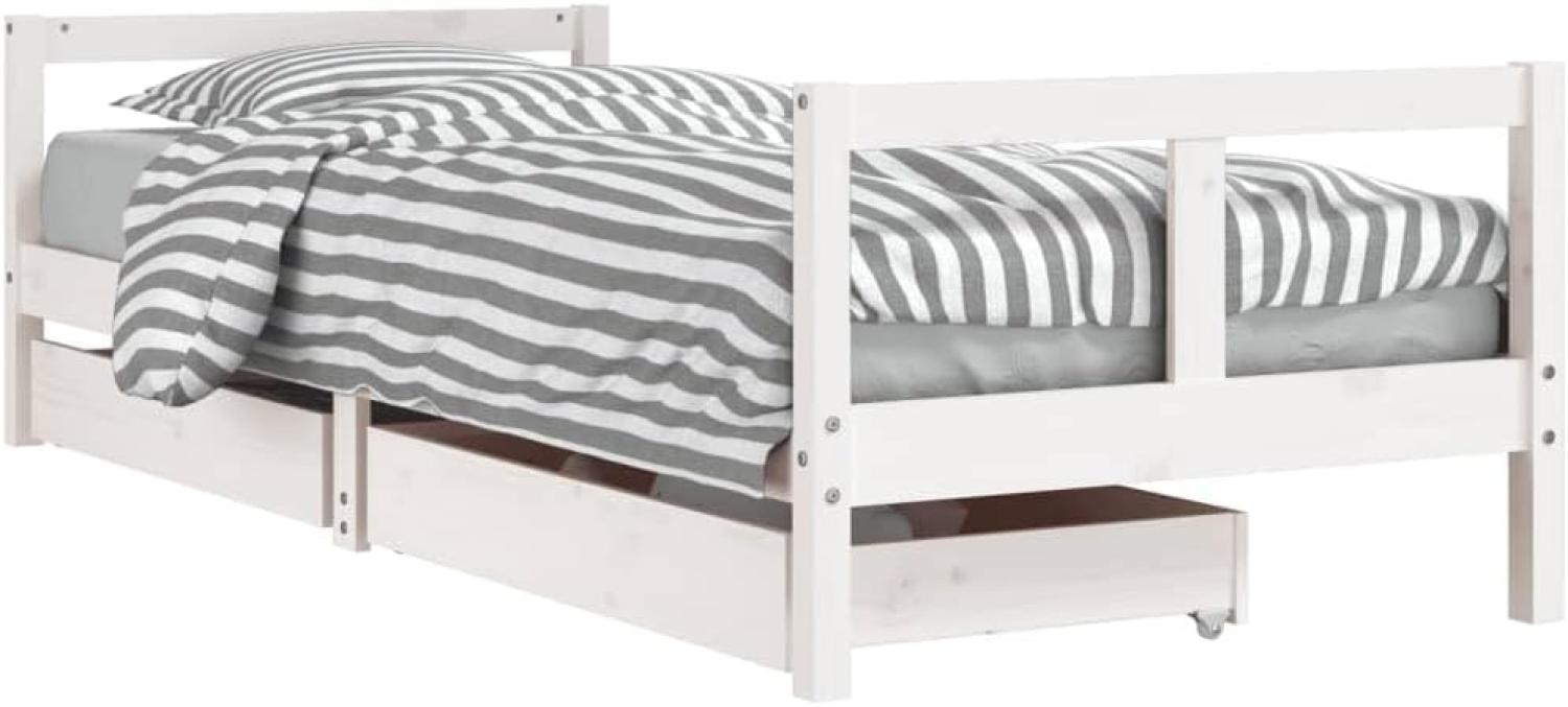 Kinderbett mit Schubladen Weiß 80x200 cm Massivholz Kiefer Bild 1