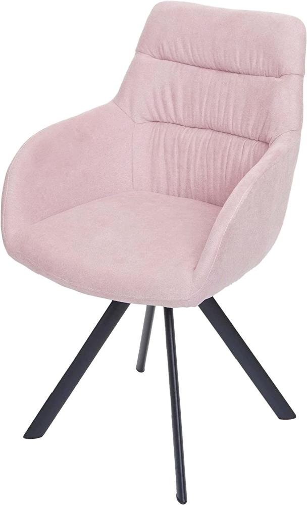 Esszimmerstuhl HWC-J69, Küchenstuhl Stuhl mit Armlehne, drehbar Auto-Position, Samt ~ rosa Bild 1
