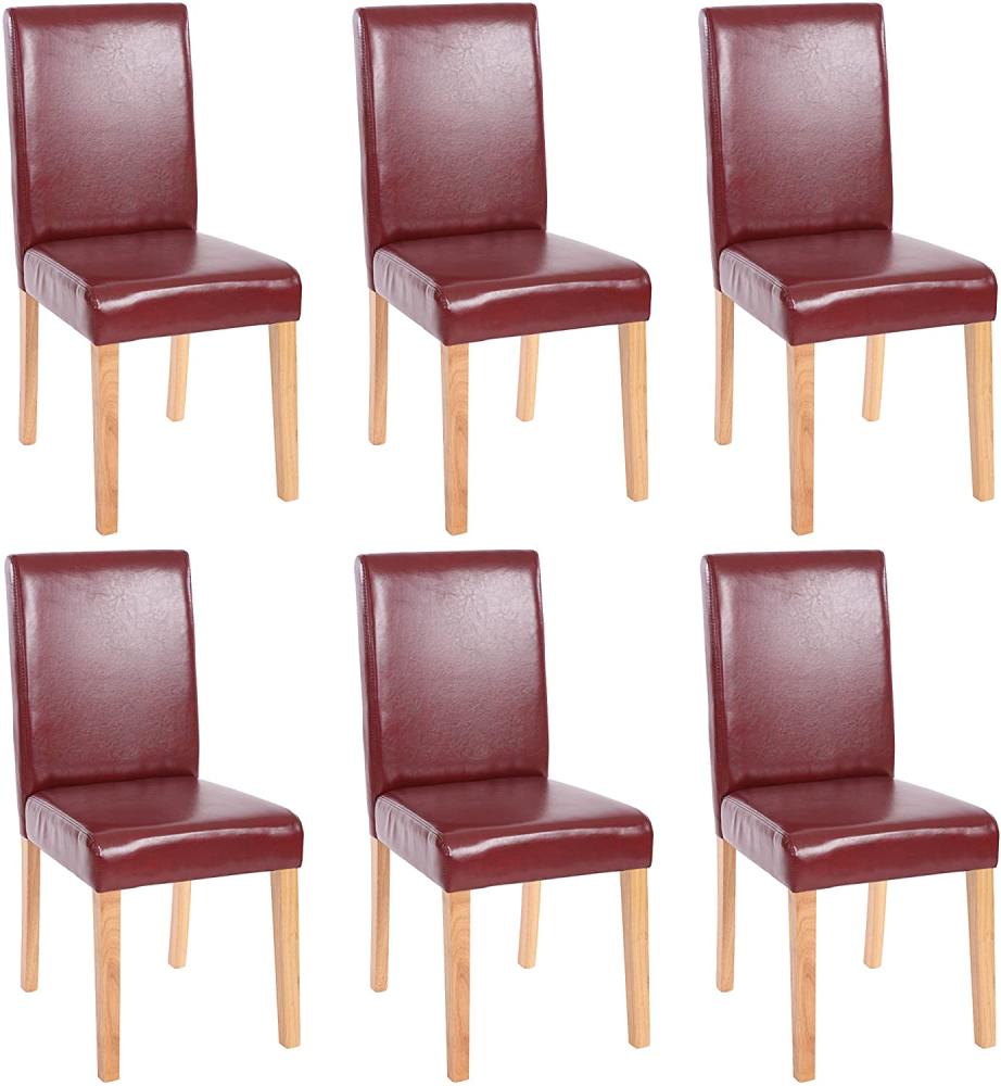 6er-Set Esszimmerstuhl Stuhl Küchenstuhl Littau ~ Kunstleder, rot-braun, helle Beine Bild 1