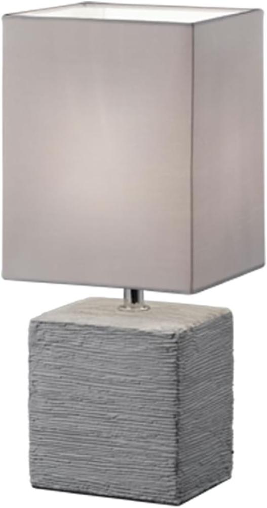 LED Tischleuchte mit Keramik & Stoff Lampenschirm Grau, Höhe 29cm Bild 1