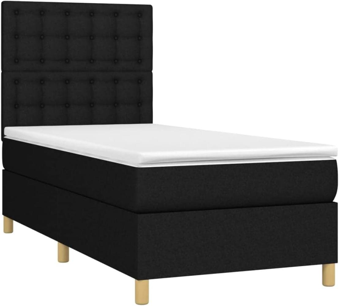 vidaXL Boxspringbett mit Matratze & LED Schwarz 100x200 cm Stoff Bild 1