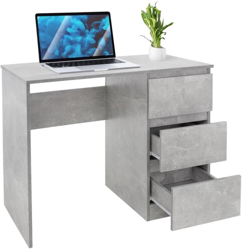 Schreibtisch mit drei Schubladen 90x76x50 cm Grau aus Holz ML-Design Bild 1