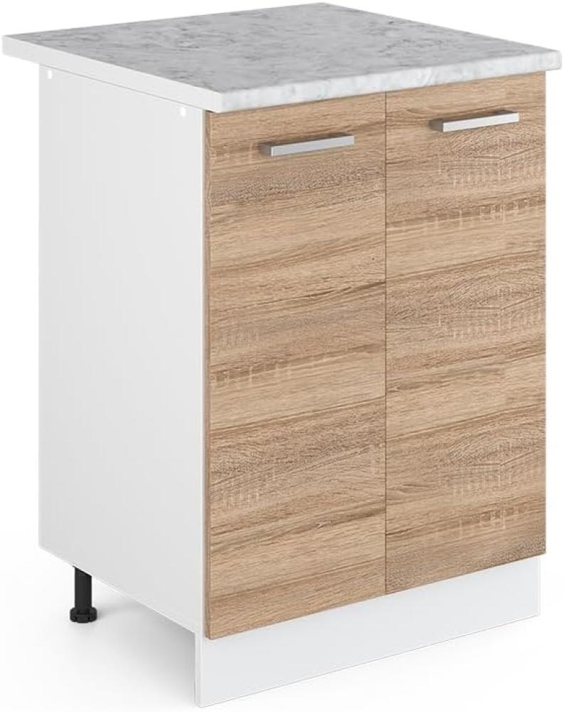 Vicco Küchenschrank R-Line Hängeschrank Unterschrank Küchenzeile Küchenunterschrank Arbeitsplatte, Möbel verfügbar in anthrazit und weiß (Sonoma mit Arbeitsplatte, Unterschrank 60 cm) Bild 1