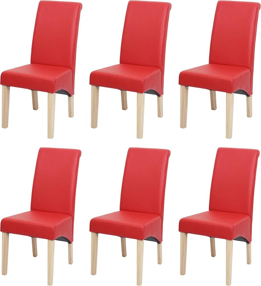 6x Esszimmerstuhl Lehnstuhl Stuhl M37 ~ Kunstleder matt, rot, helle Füße Bild 1