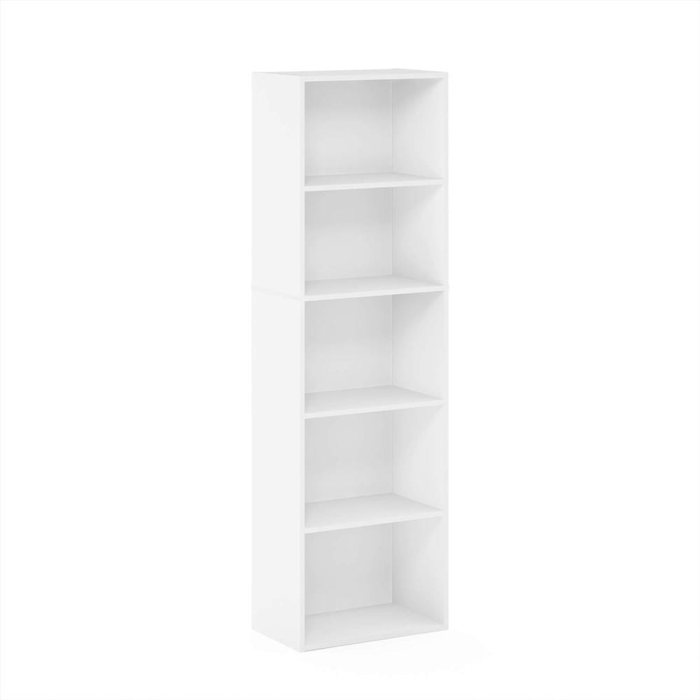 Furinno offenes Bücherregal mit 5 Fächern, Holz, Weiß, 40. 1 x 23. 9 x 132. 1 cm Bild 1