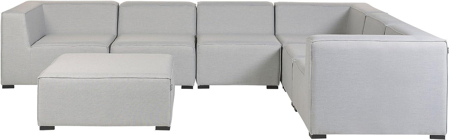 Lounge Set hellgrau 7-Sitzer linksseitig modular AREZZO Bild 1