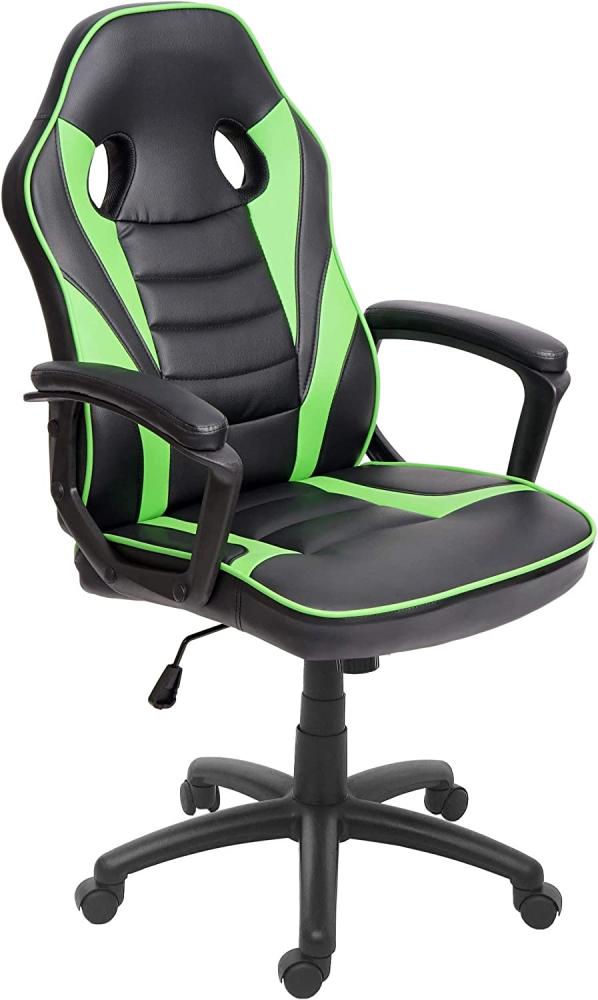 Bürostuhl HWC-F59, Schreibtischstuhl Drehstuhl Racing Chair Gaming-Chair, Kunstleder ~ schwarz/grün Bild 1