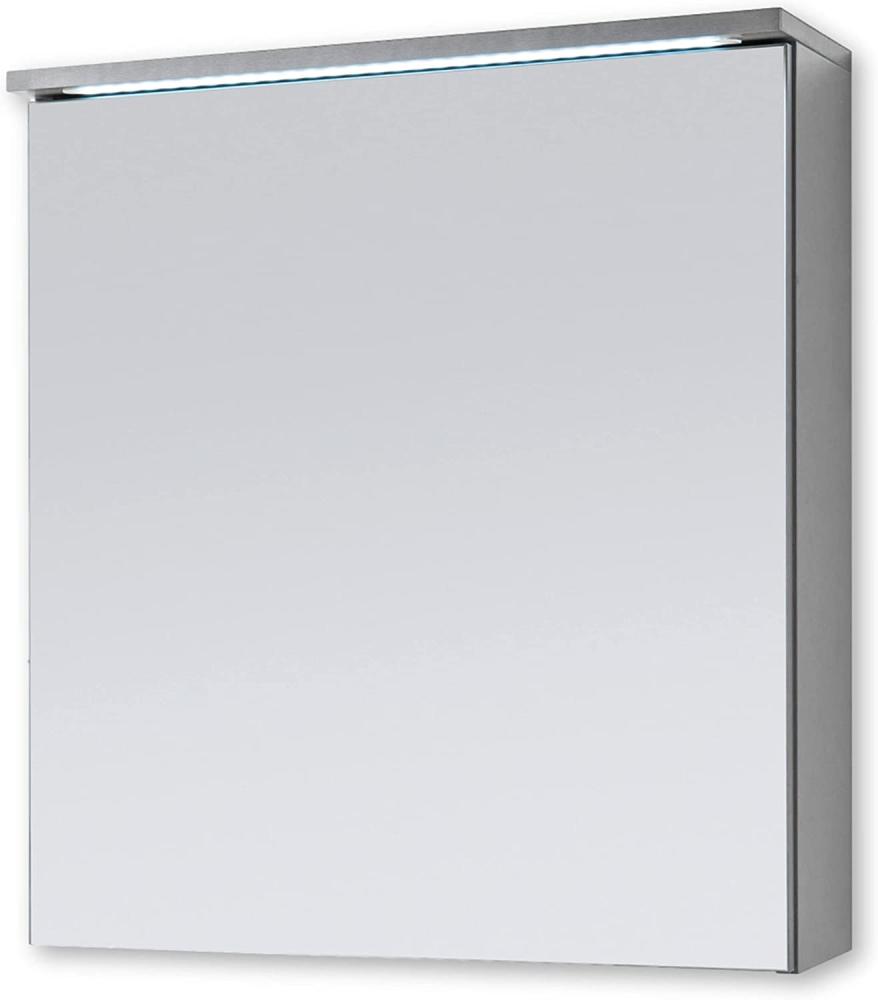 Stella Trading TWO Spiegelschrank Bad mit LED-Beleuchtung in Titan / Weiß - Badezimmerspiegel Schrank mit viel Stauraum - 60 x 68 x 22,5 cm (B/H/T) Bild 1