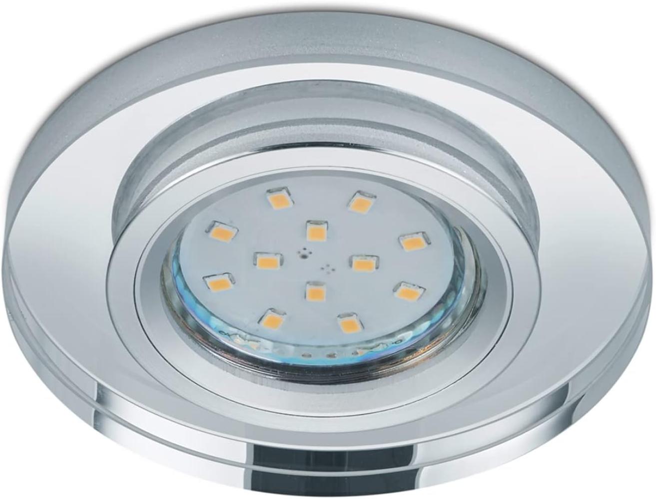 Runder LED Deckeneinbaustrahler in Silber Chrom mit Kristallglas Ø 9cm Bild 1