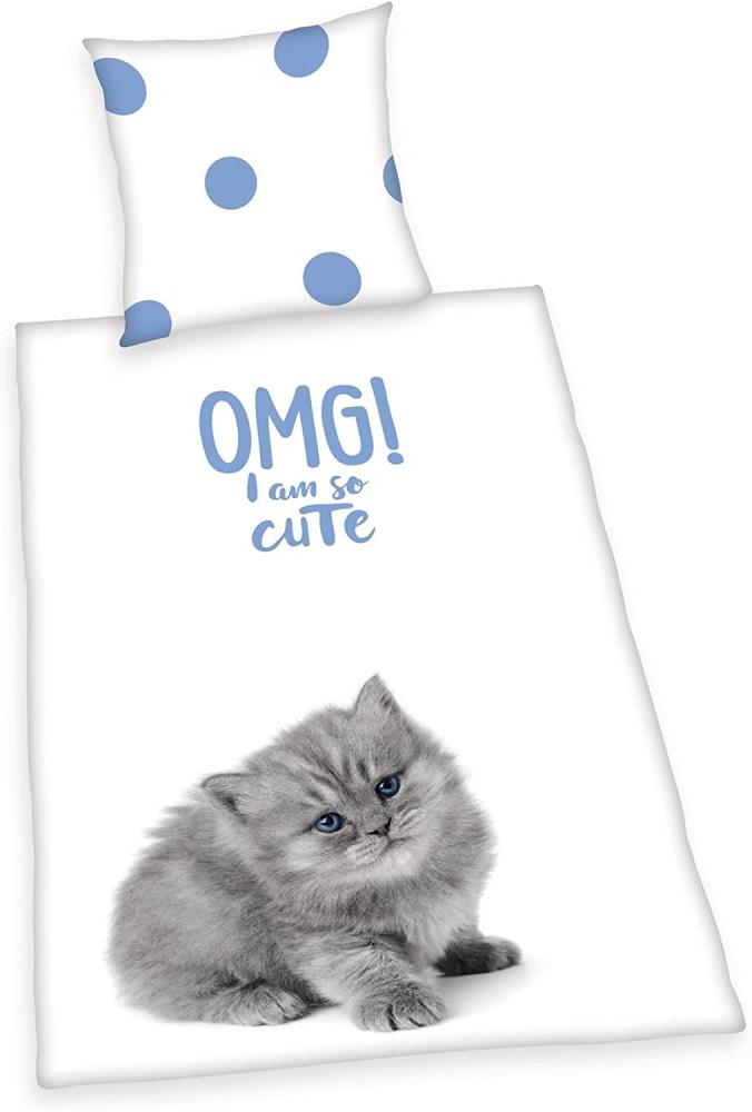 2tlg. Katzen Wende Bettwäsche 100% Baumwolle Bettwäscheset Set Kätzchen Kitten Bild 1