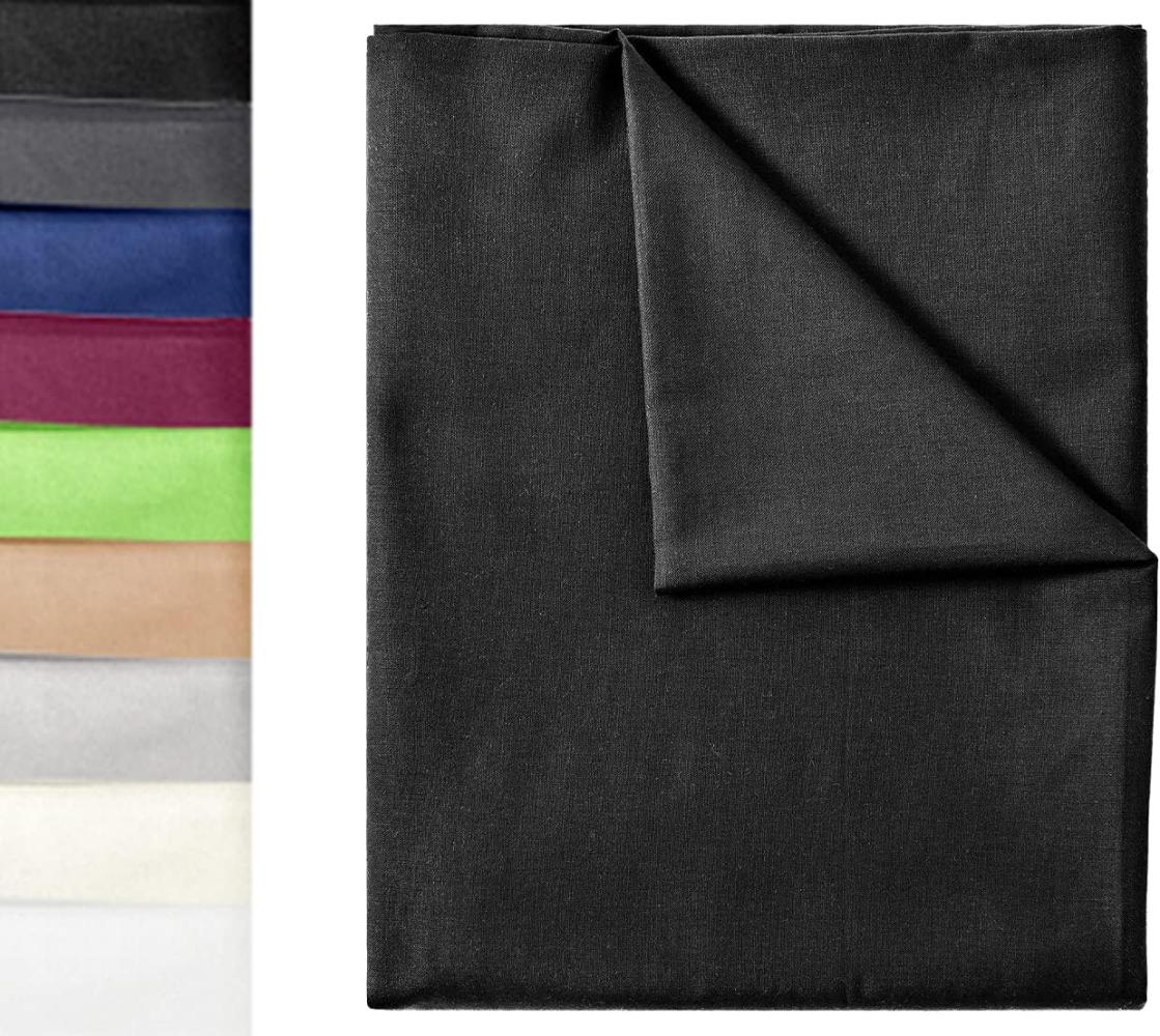 GREEN MARK Textilien Klassische Bettlaken | Betttuch | Laken | Leintuch | Haustuch 100% Baumwolle ohne Gummizug vielen Größen und Farben Größe:240x275 cm, schwarz… Bild 1