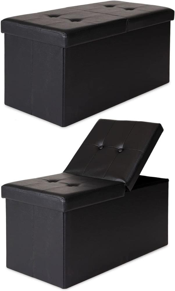 dibea Sitzbank mit Klappdeckel, Kunstleder 76x38x38 cm schwarz Bild 1