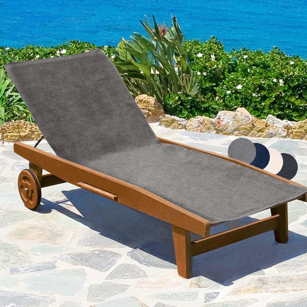Beautissu Handtuch Marbella für Sonnenliege Grau, 200x70x0. 5 cm Bild 1