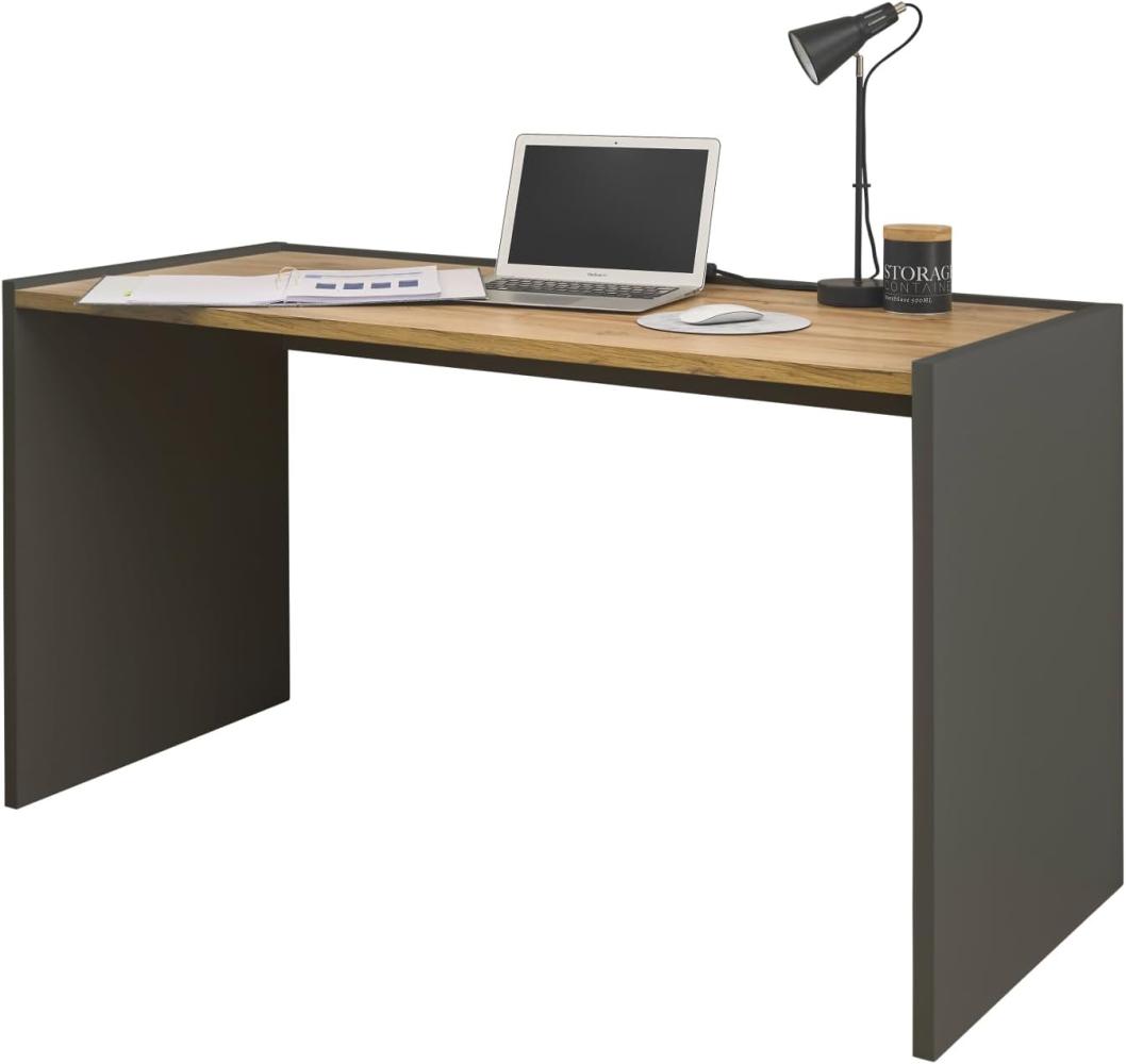 Schreibtisch Center in grau matt und Eiche Wotan 143 x 62 cm Bild 1